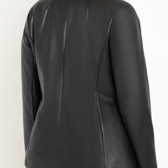 SALE ‼️DOUBLE BREASTED FAUX LEATHER BLAZER - Picture 2 of 4